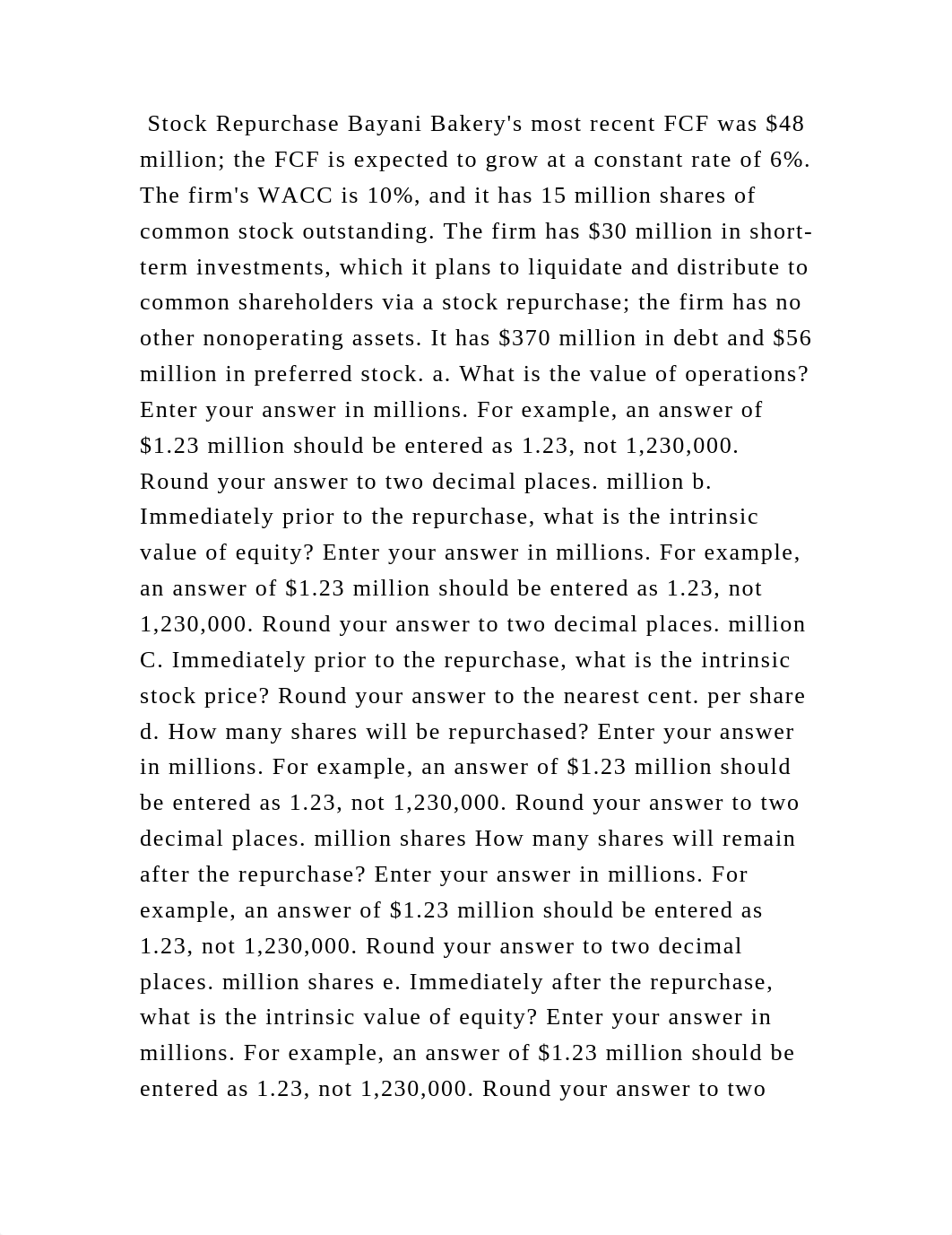 Stock Repurchase Bayani Bakerys most recent FCF was $48 million; the.docx_dk610u798ye_page2