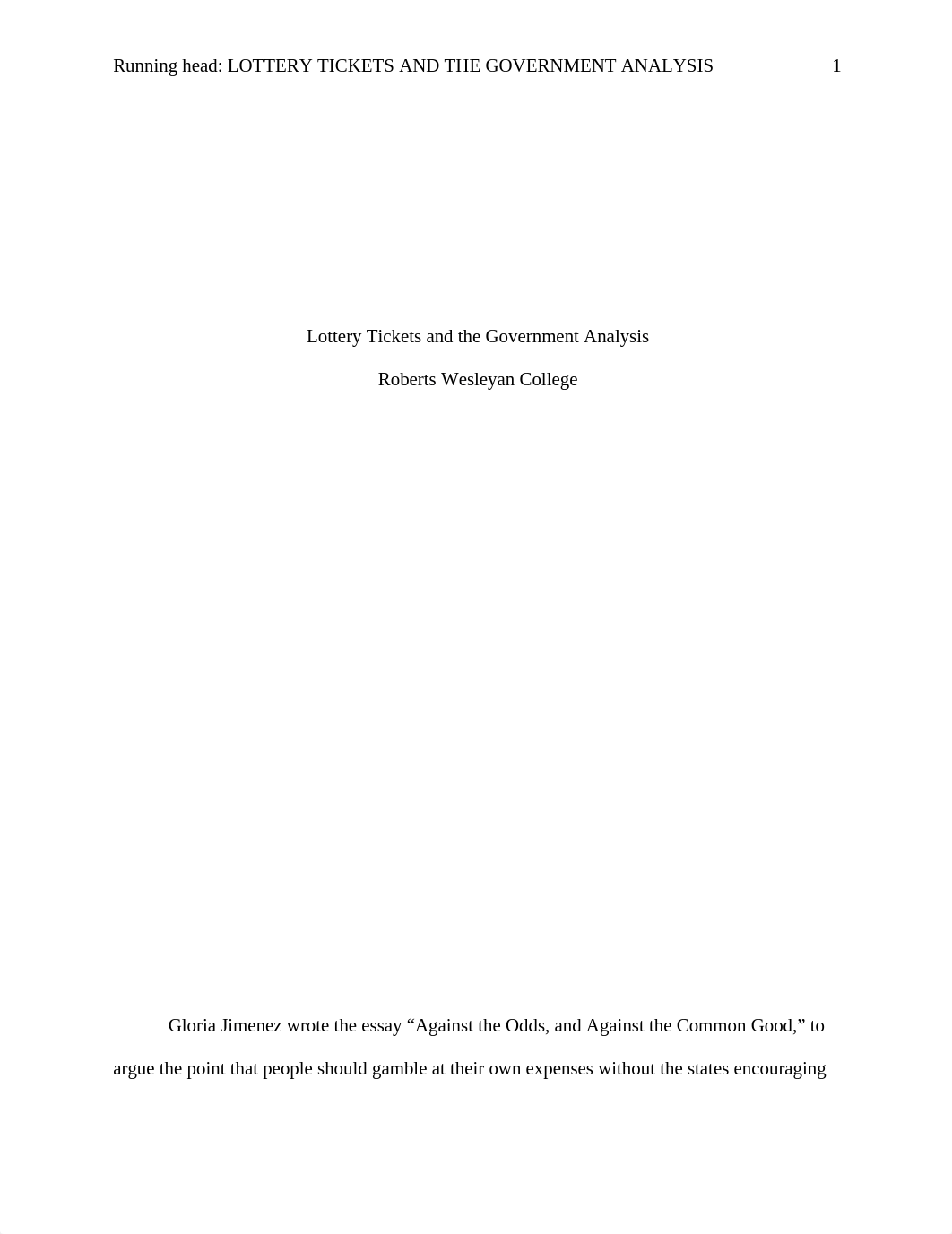 Lottery Tickets and the Government Analysis Essay_dk7neisdq41_page1