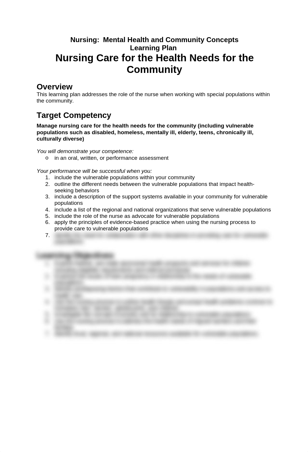 Nursing Care for the Health Needs for the Community Learning Plan.docx_dk8608vuenk_page1