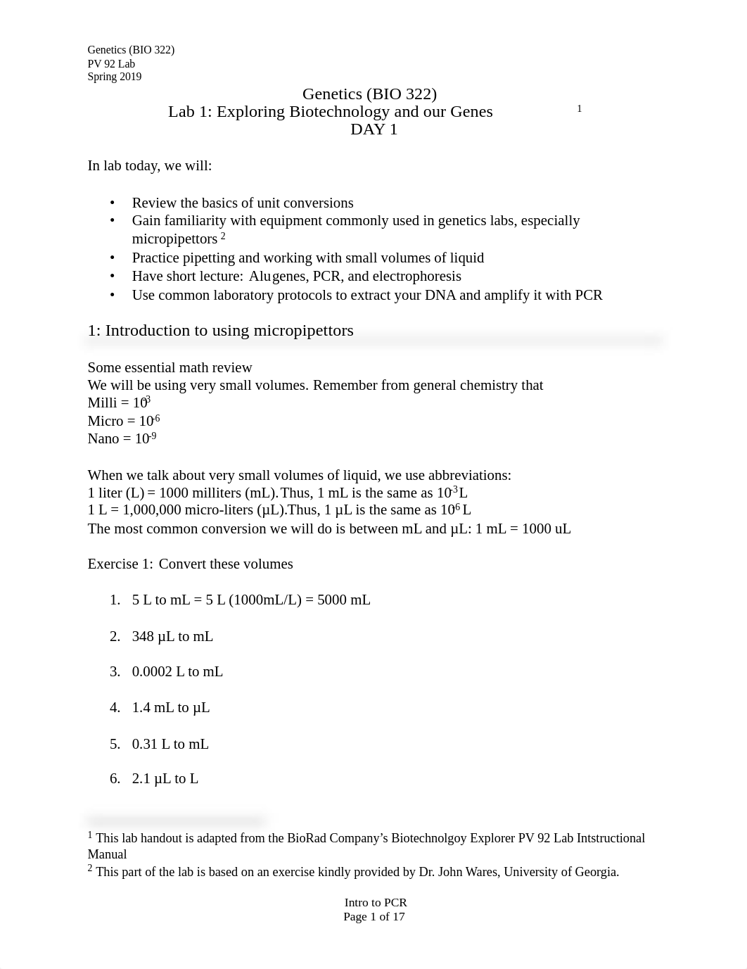 Lab 1 BIO 322 Intro to PCR and the PV92 Locus --both days.pdf_dk8b9bsueee_page1