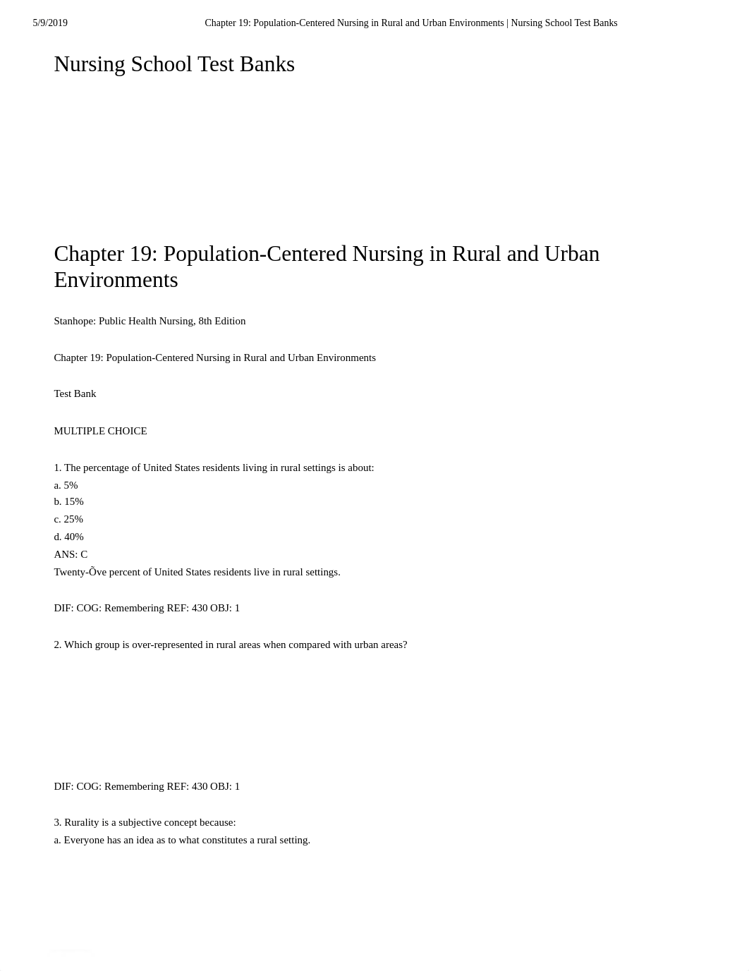 Chapter 19- Population-Centered Nursing...vironments | Nursing School Test Banks.pdf_dk8i25w1gjc_page1