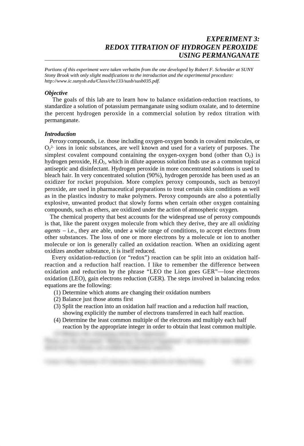 Expt 3 Redox Titration of Hydrogen Peroxide Using Permanganate.doc_dk8r4032un7_page1