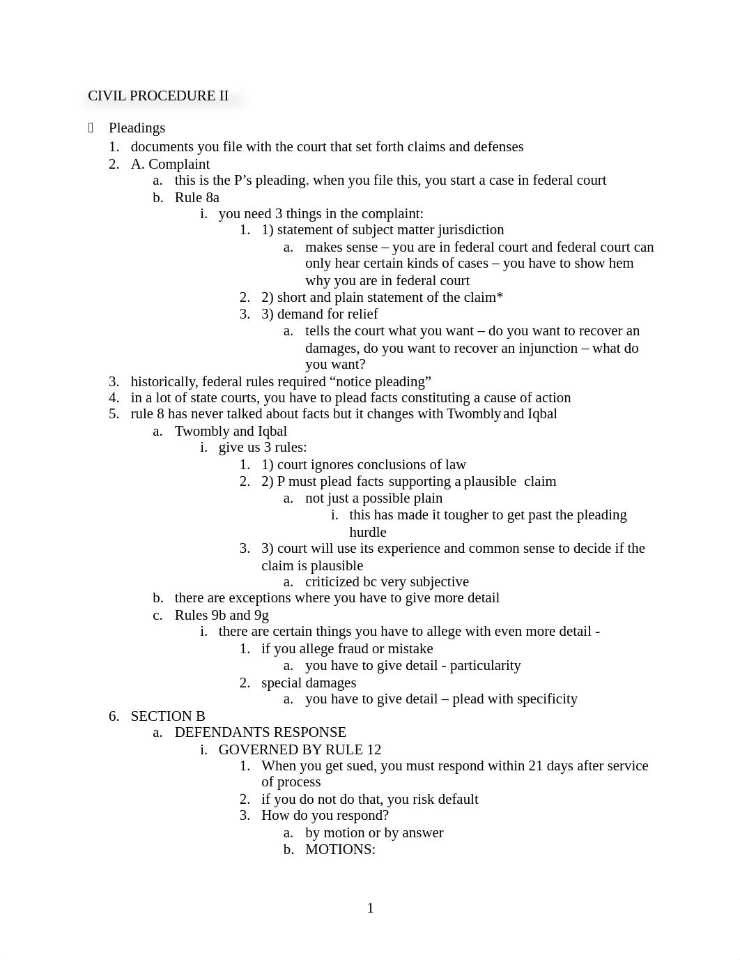 CIVIL PROCEDURE II
Pleadings
1. documents you file with the court that_dk9lnr44irh_page1