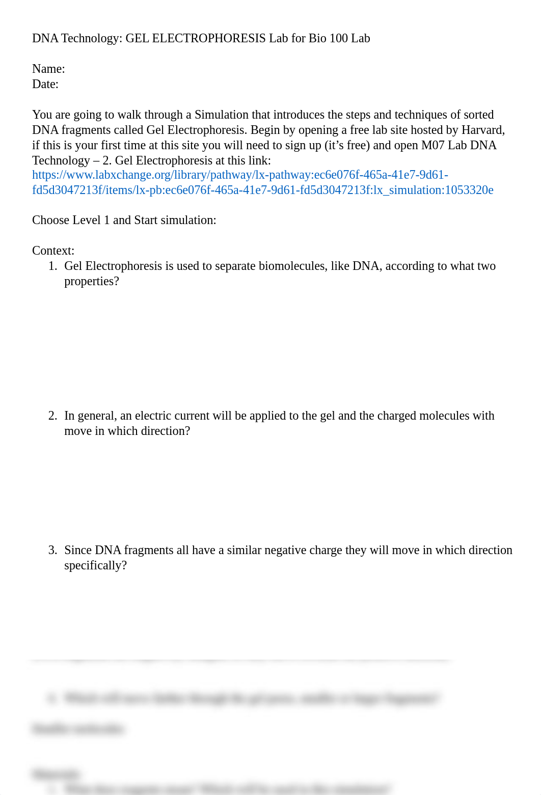 DNA Technology - gel electrophoresis lab Biol 100L worksheet.docx_dk9q0jpizuo_page1