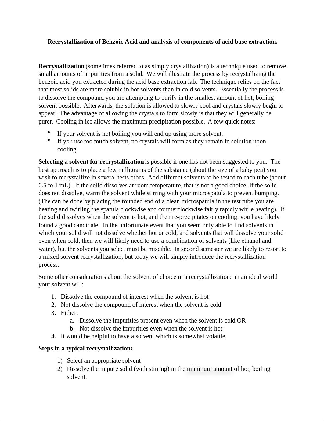 Recrystallization of Benzoic Acid and analysis of components of acid base extraction.docx_dkacregsaoh_page1