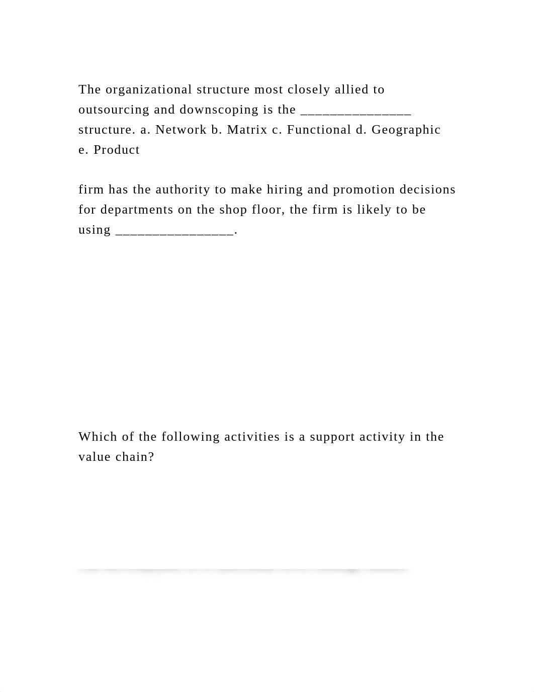 The organizational structure most closely allied to outsourcing and .docx_dkasfm7mgni_page2