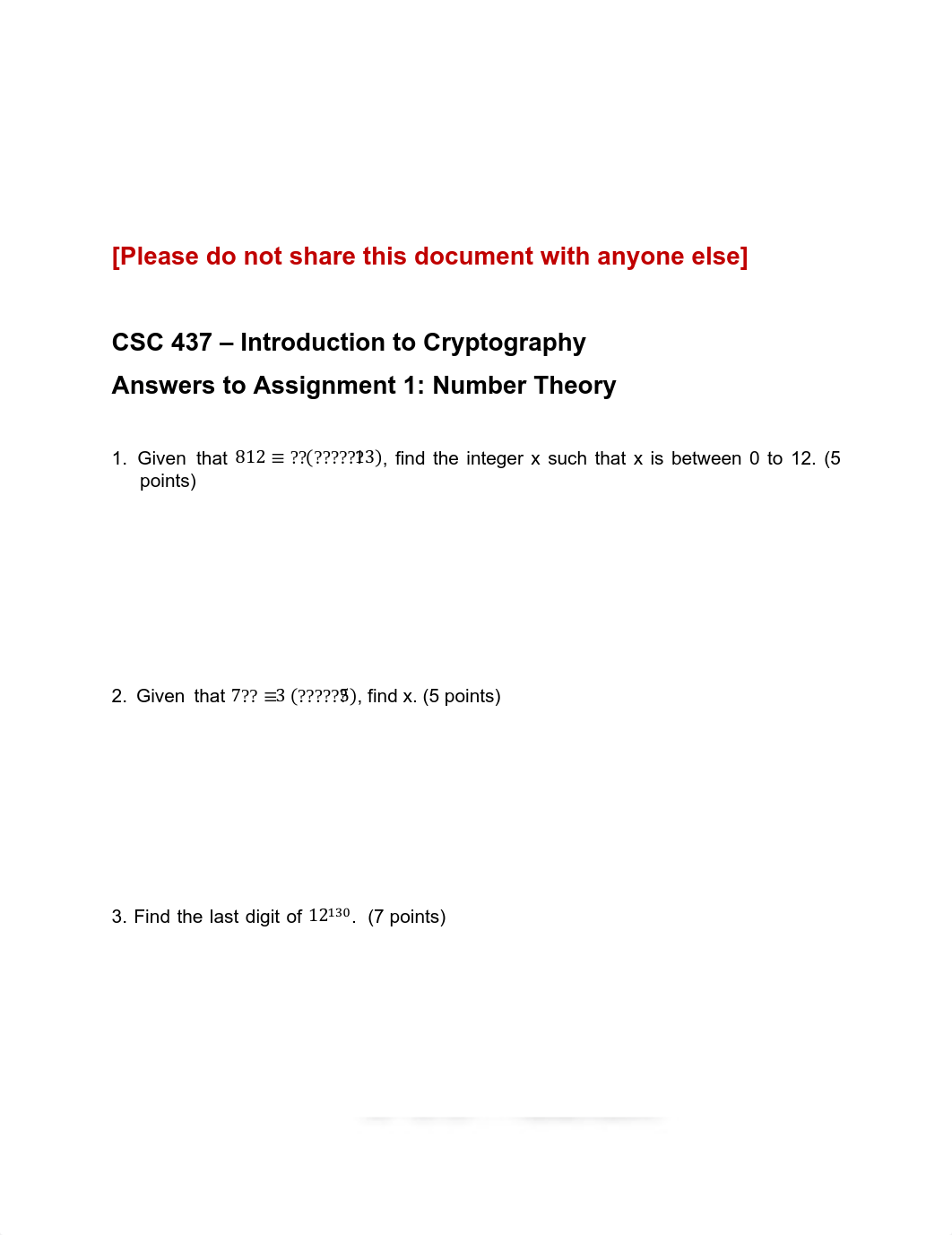 Cryptography - Assignment 1 - Number Theory - with Answers (1).pdf_dkbct5utr2c_page1