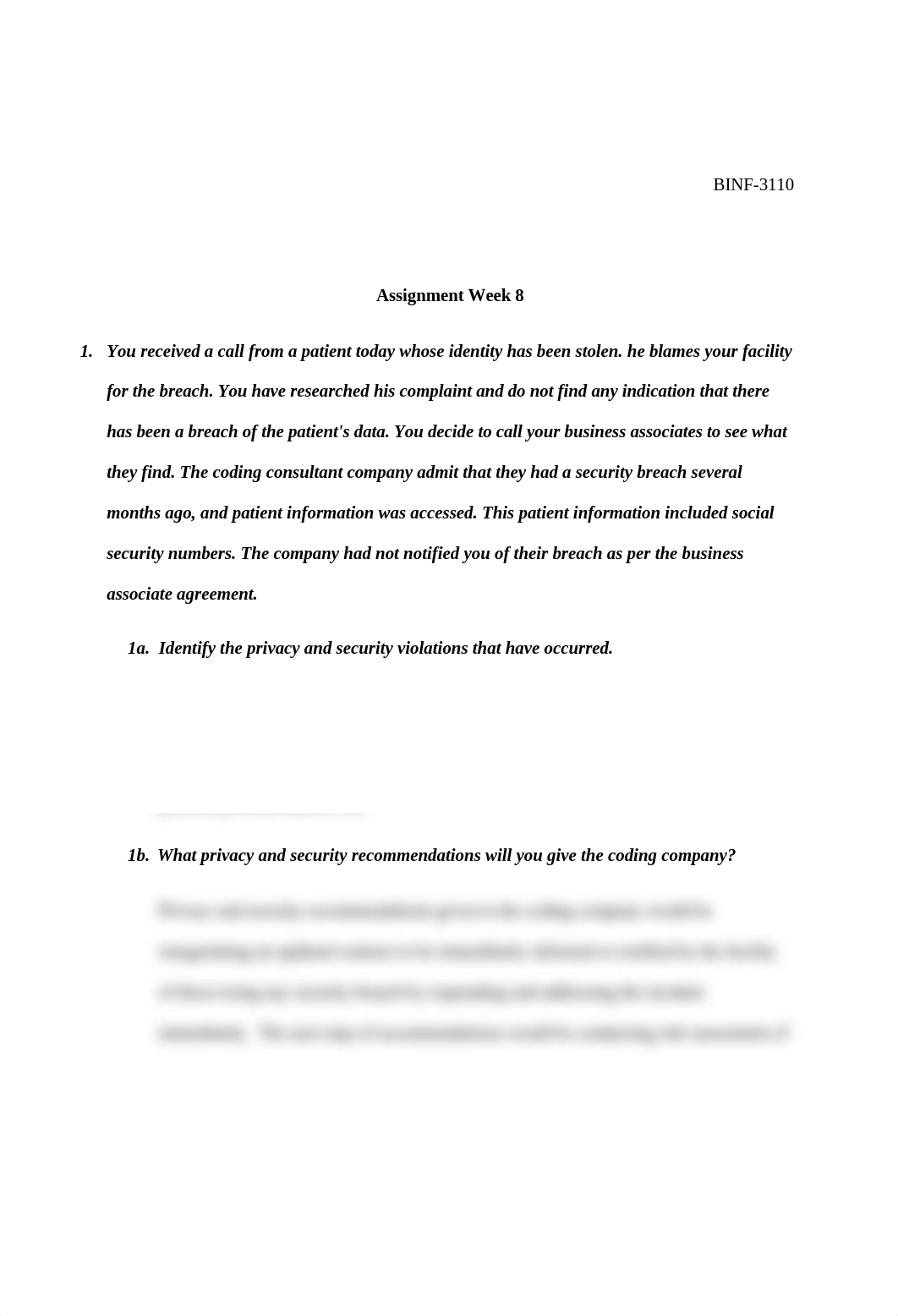 BINF-3110  -- Week 8 Assignment  -- Legal Aspects of Health Info.docx_dkceadka9ue_page1