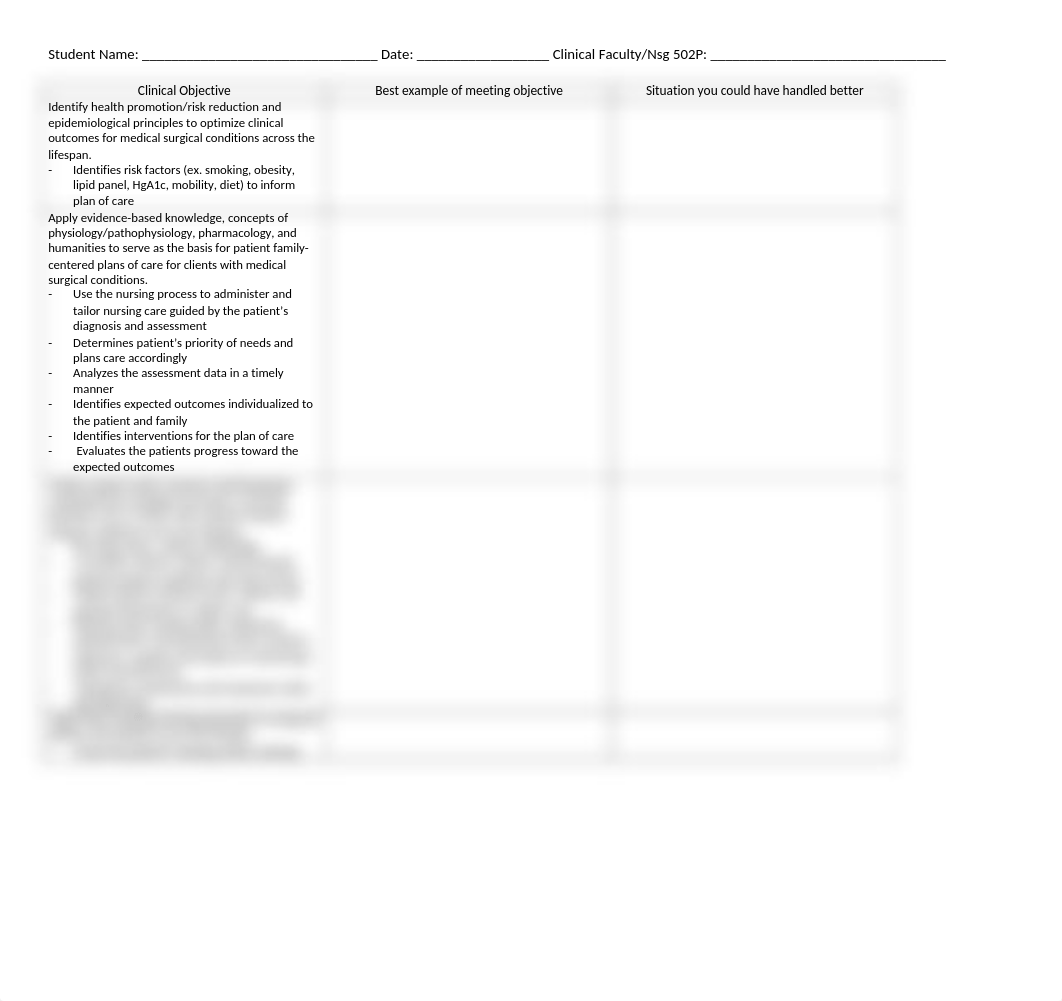 NSG 502P Weekly Clinical Feedback Tool.docx_dkdl4lro0p7_page1