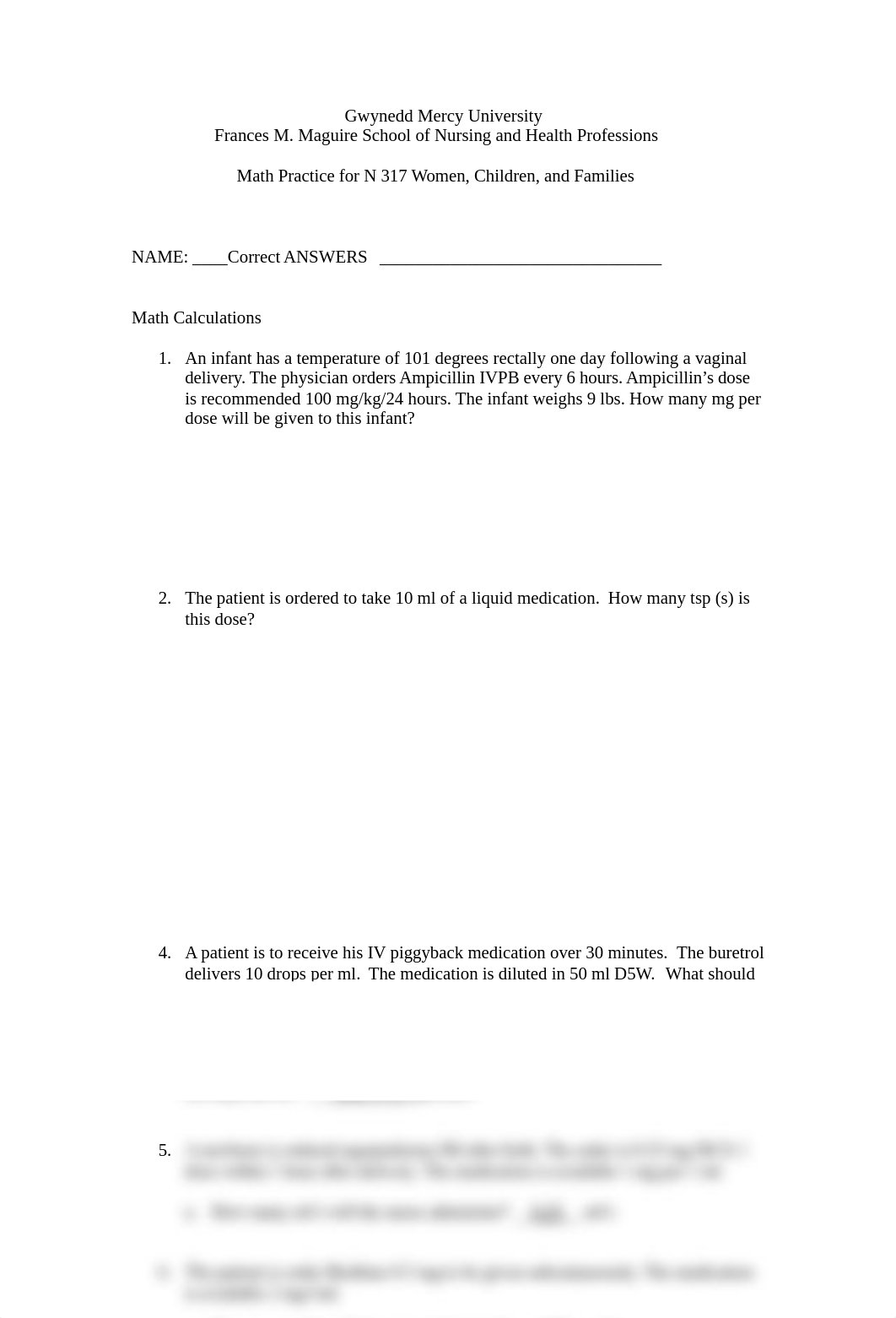 N 317 Pediatric Math Calc Practice Correct Answers (1) (1).doc_dkdtr4sylz2_page1