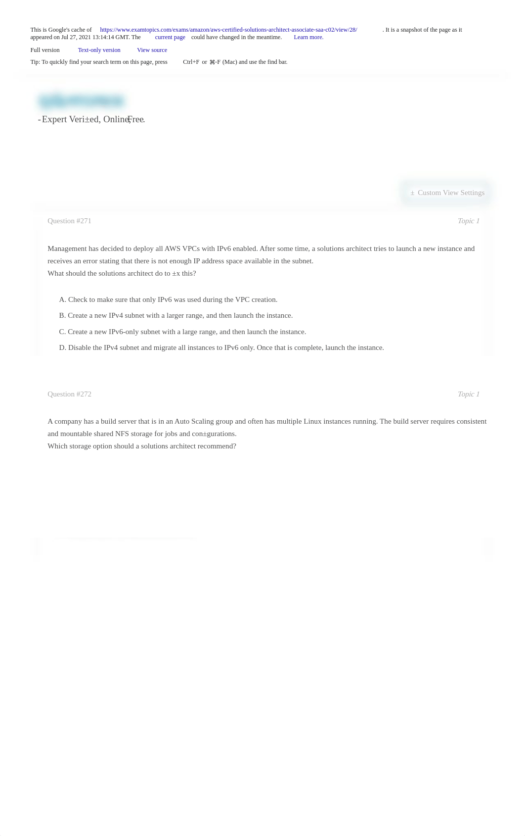 AWS Certified Solutions Architect - Associate SAA-C02 Exam - Free Actual Q&As, Page 28 _ ExamTopics._dke1gf1xrne_page1