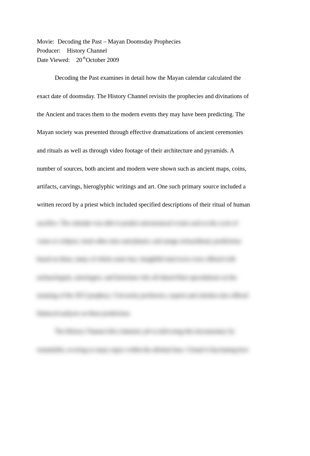 Film Response - Decoding The Past &acirc;€" Mayan Doomsday Prophecies_dke5jt76jke_page1