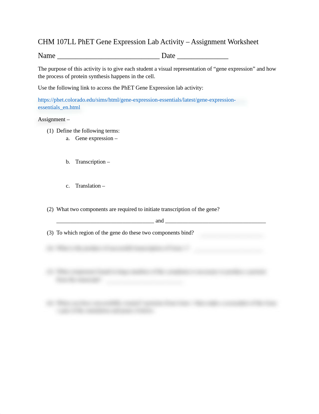 CHM 107LL PhET Gene Expression Lab Activity - Assignment Worksheet.docx_dkewpdgnyox_page1