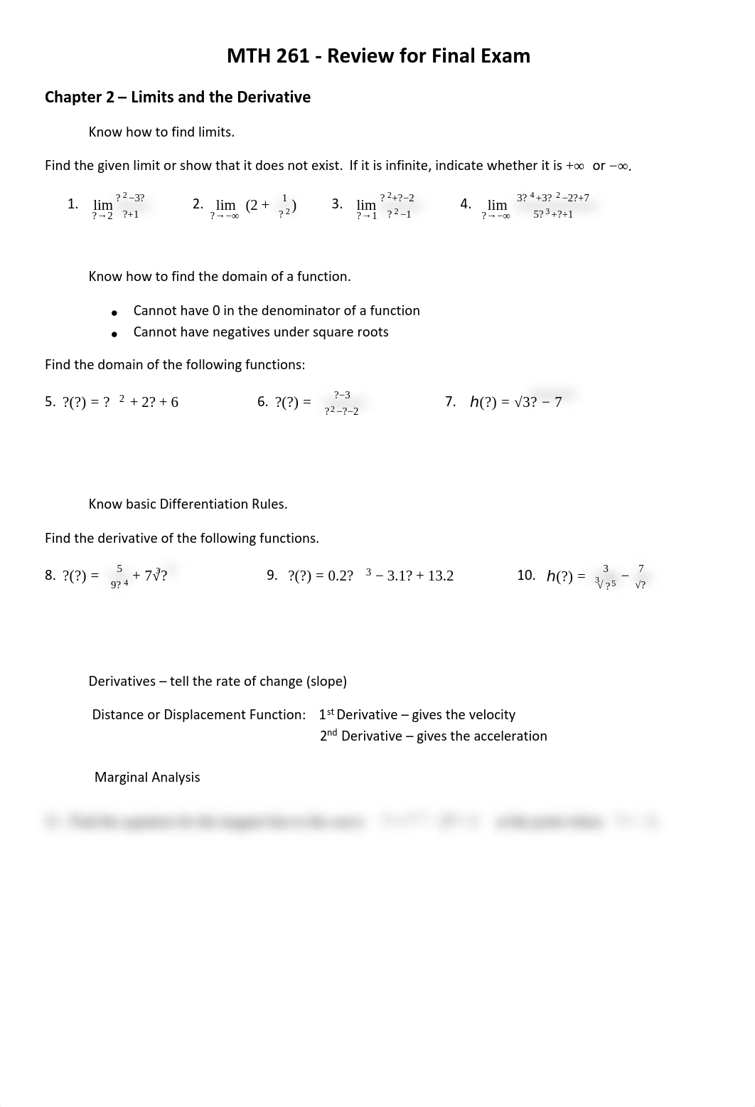 MTH 261 - Review for Final Exam - Pearson.pdf_dkextx7bw5v_page1