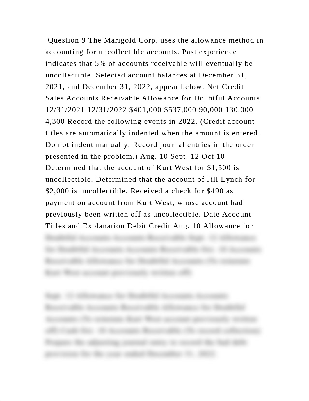 Question 9 The Marigold Corp. uses the allowance method in accounting.docx_dkf0jqtpbmo_page2
