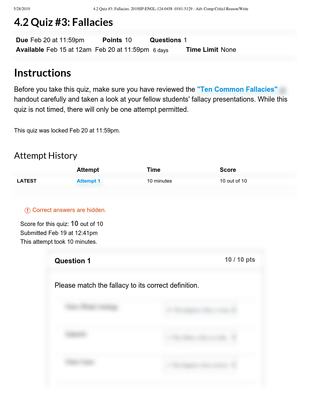 4.2 Quiz #3_ Fallacies_ 2019SP-ENGL-124-0458 -0181-5129 - Adv Comp_Criticl Reason_Write.pdf_dkf6r0i2lw0_page1