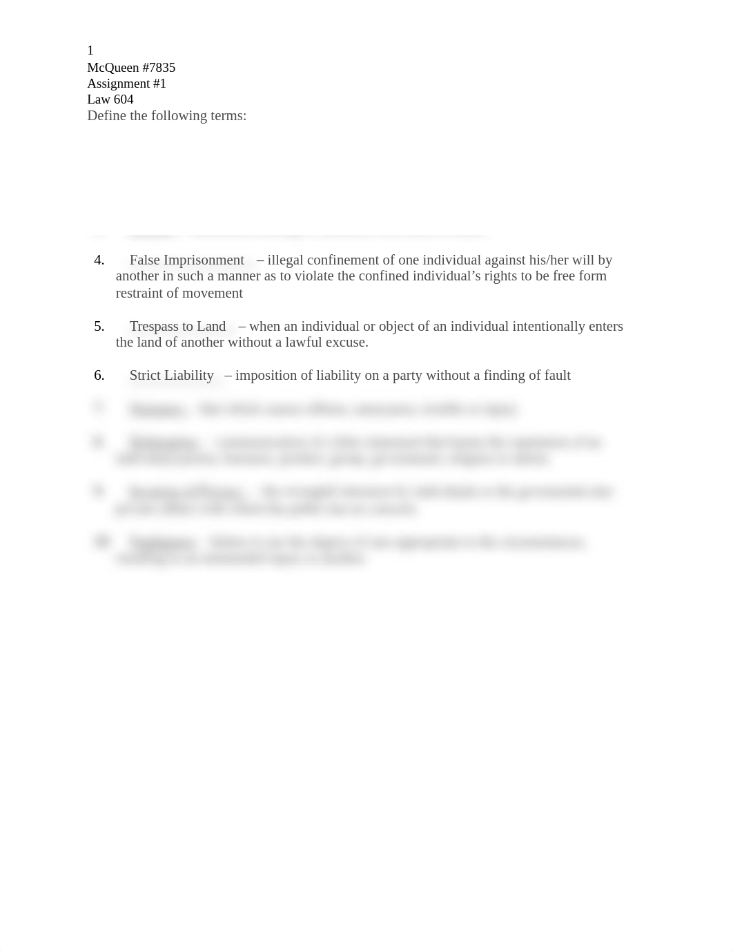 Torts 612 Assignment # 1 McQueen 7835.docx_dkfp3d0x9kk_page1