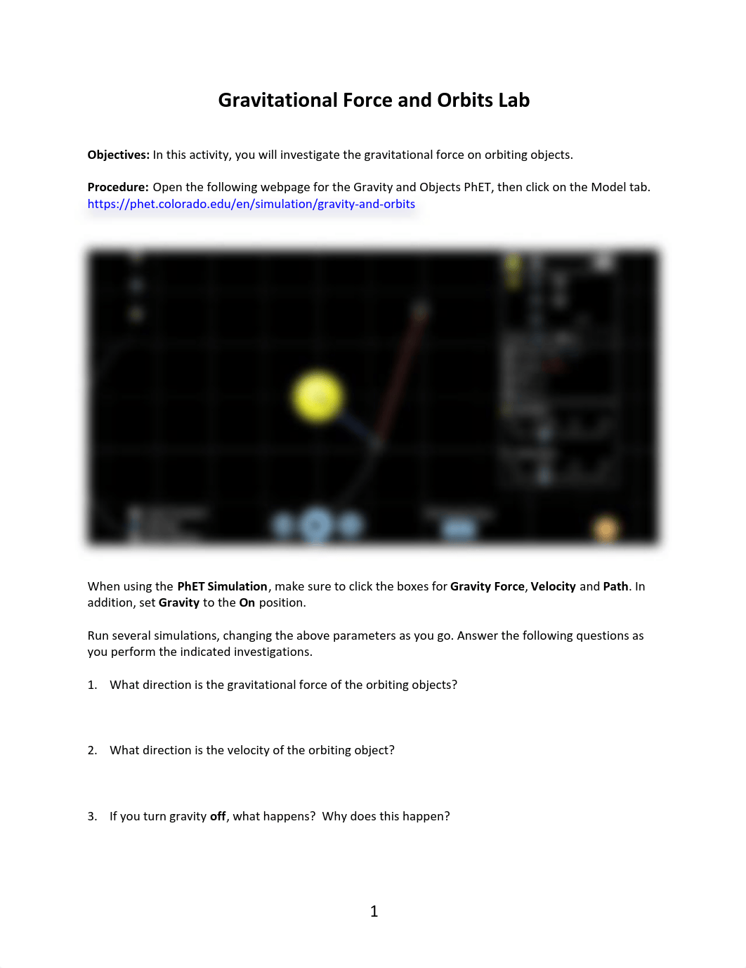 Lab #4 Gravitational Force and Orbits-Virtual PhET Lab.pdf_dkggvwpmtwc_page1