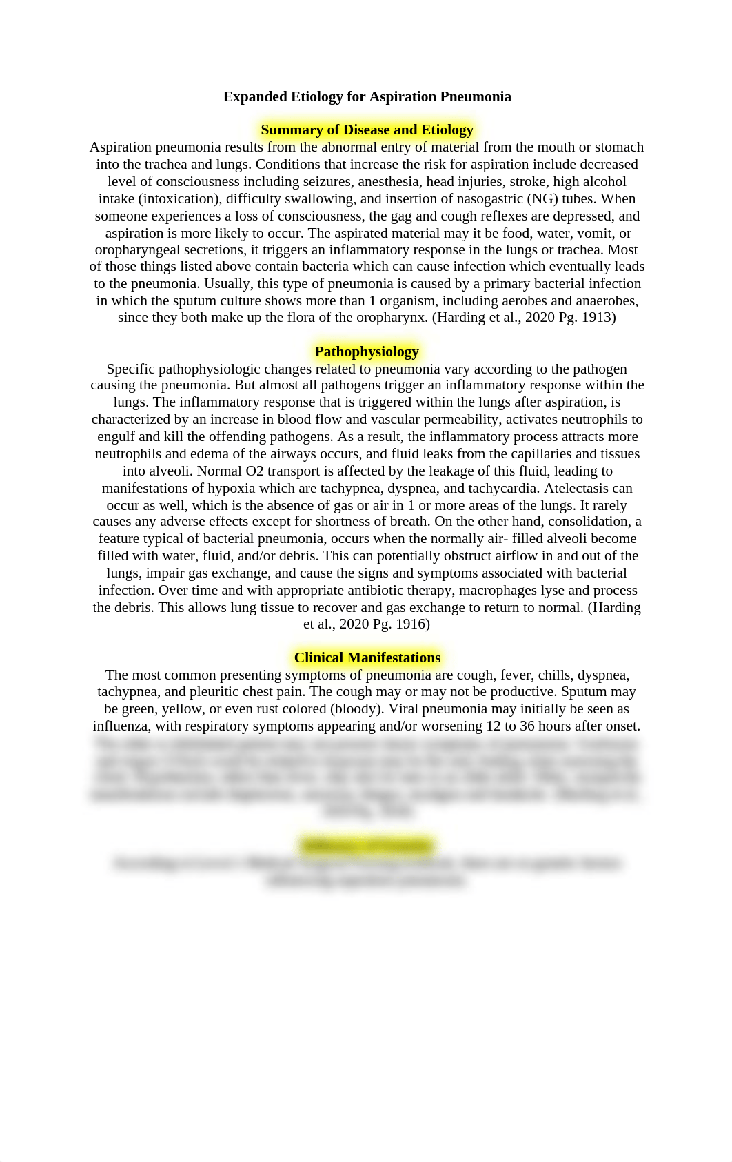 Week 3 Clinical Make Up | Expanded Etiology for Aspiration Pneumonia.docx_dkgk0aj12bd_page1