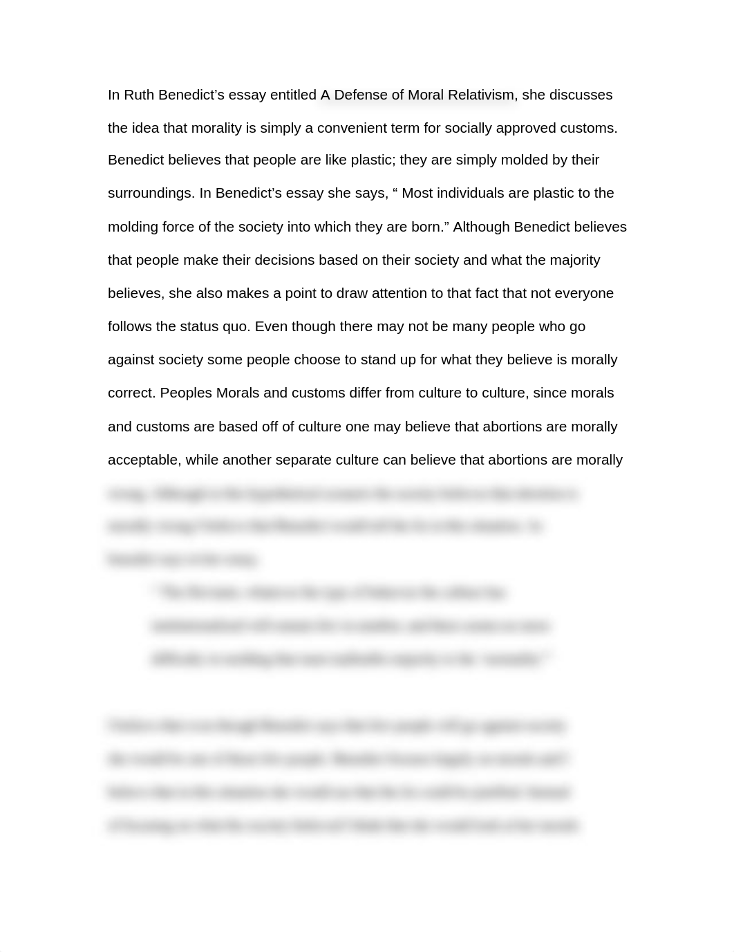 In Ruth Benedict's essay entitled A Defense of Moral Relativism_dkhtbagbcni_page1