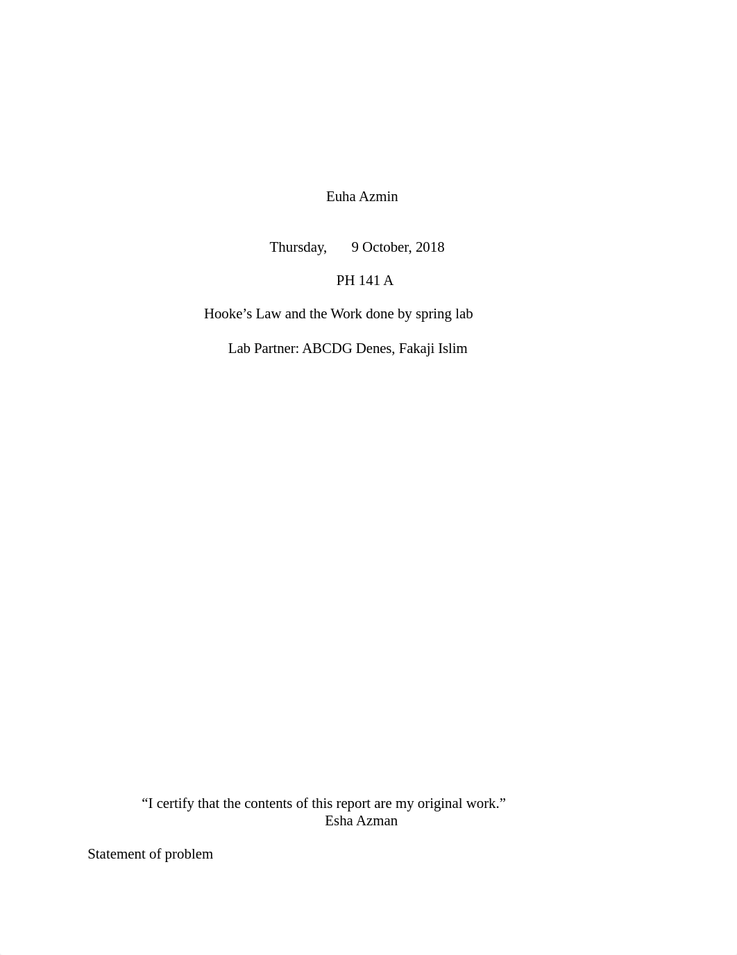 Lab 9 hookes law and work done by spring lab report .docx_dkjuo89pj51_page1