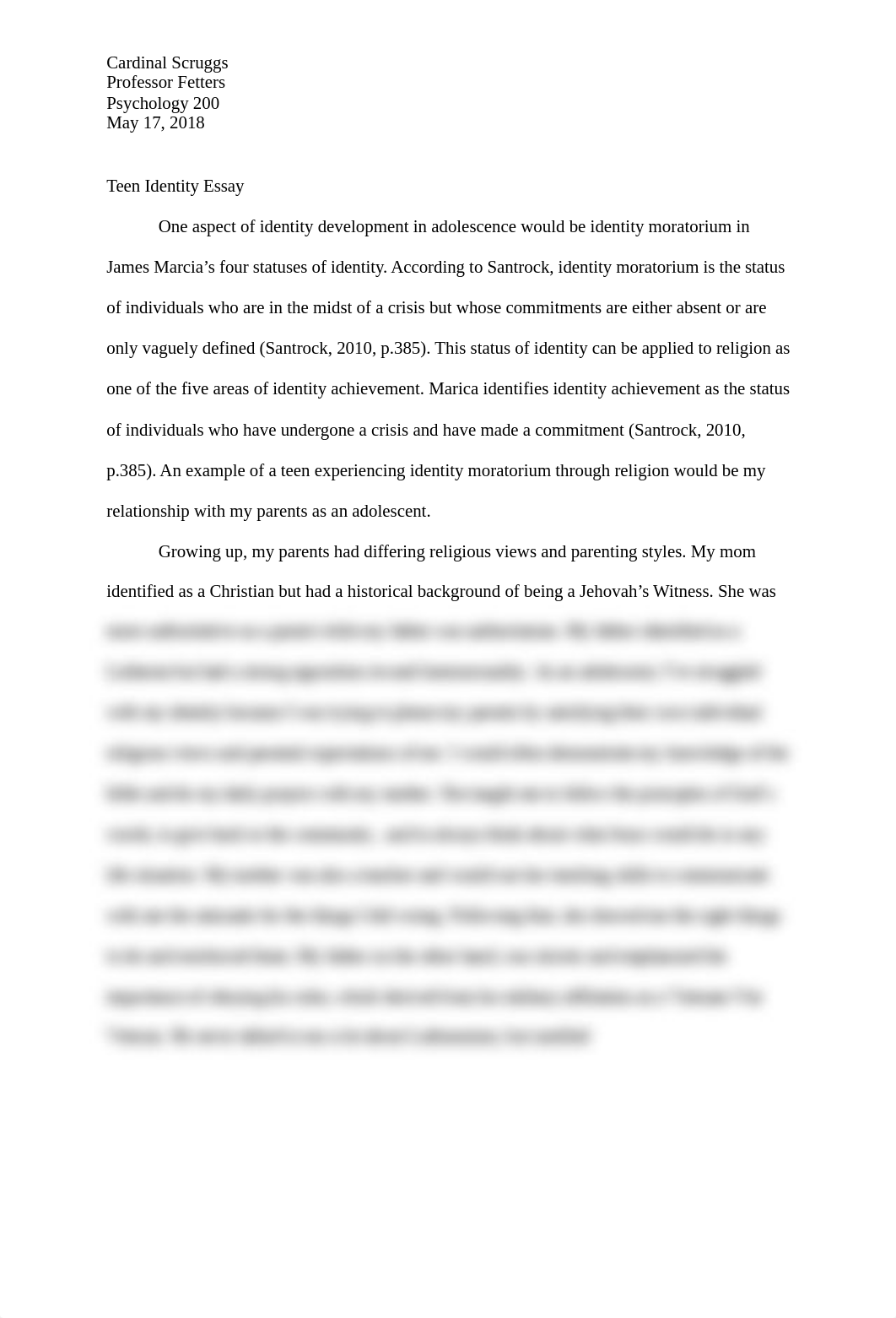 PSYCH 200 Teen Identity Essay .docx_dkkmywl9j68_page1