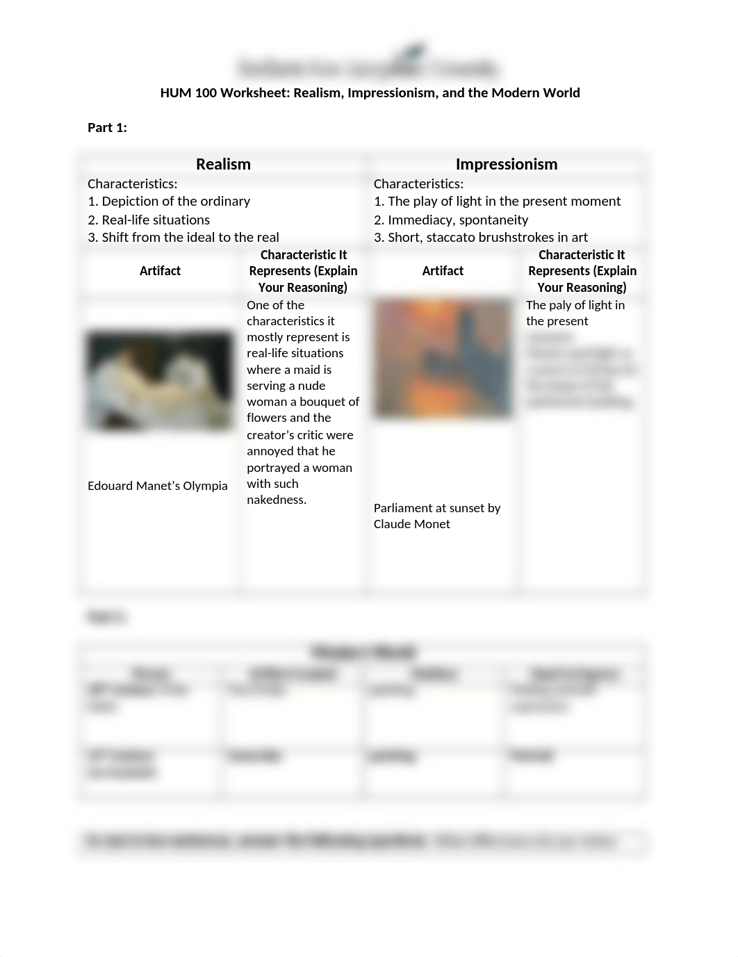 HUM 100 Worksheet Realism, Impressionism, and the Modern World7.docx_dkkp31rueyc_page1