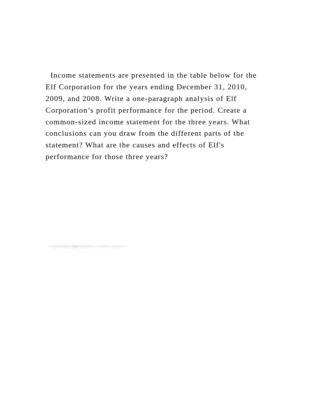 Income statements are presented in the table below for the Elf .docx_dklfbbyadvv_page2