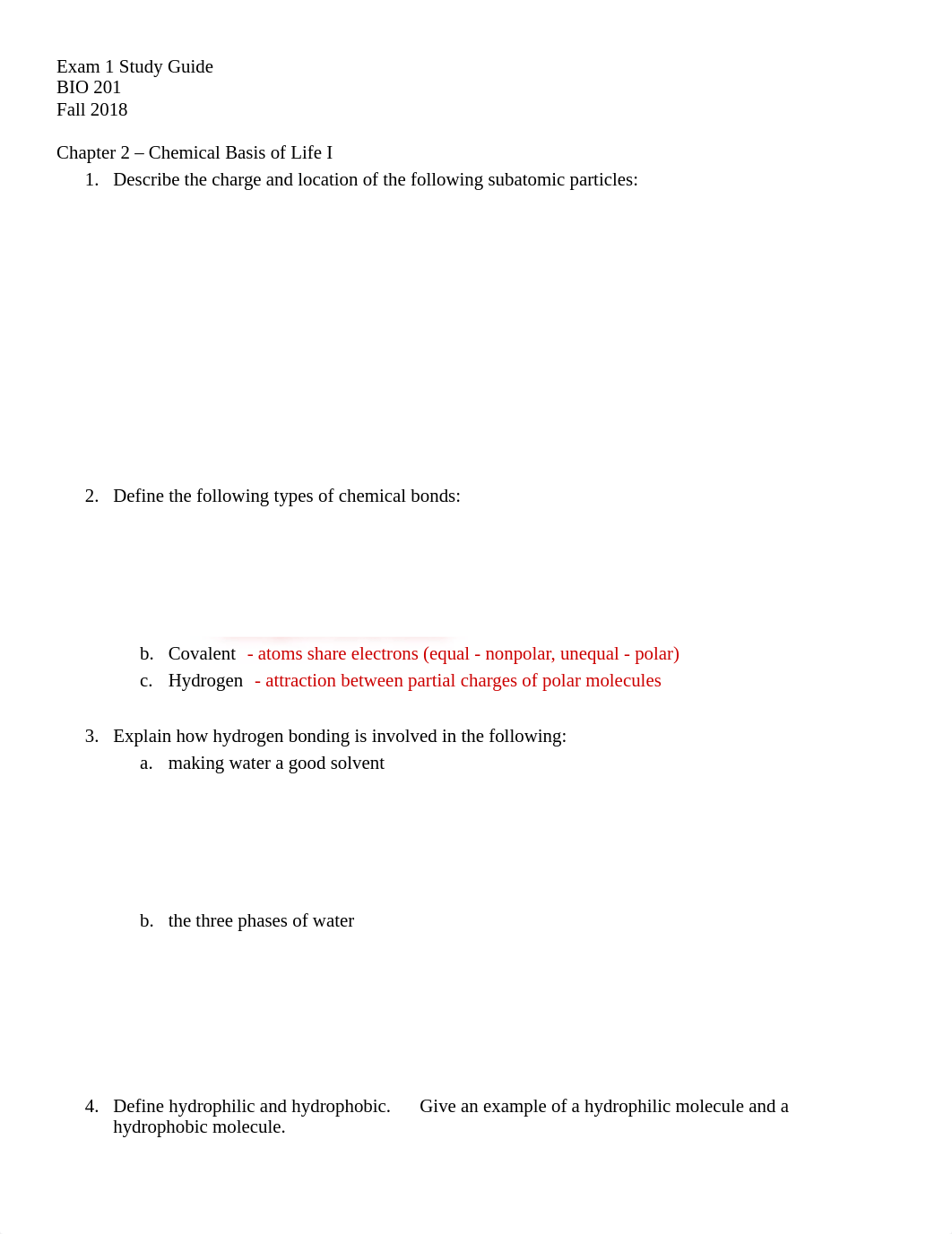 2018 Fall BIO 201 Exam 1 Study Guide with answers.docx_dkm5yb8vwo3_page1