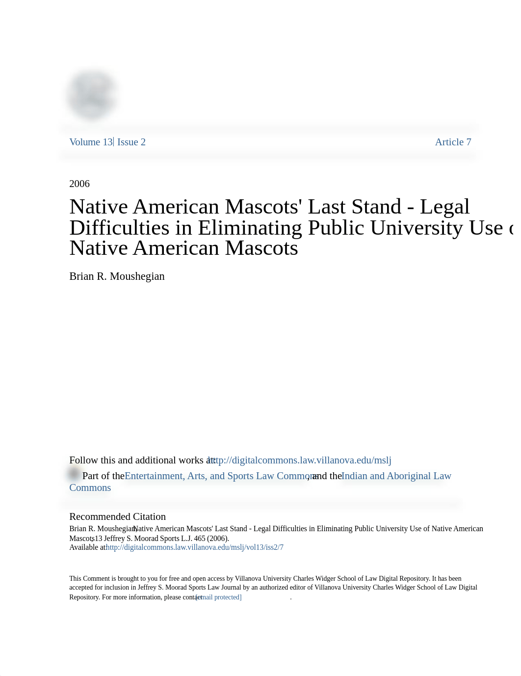 Native American Mascots Last Stand - Legal Difficulties in Elimi.pdf_dkmjbcmkvxh_page1