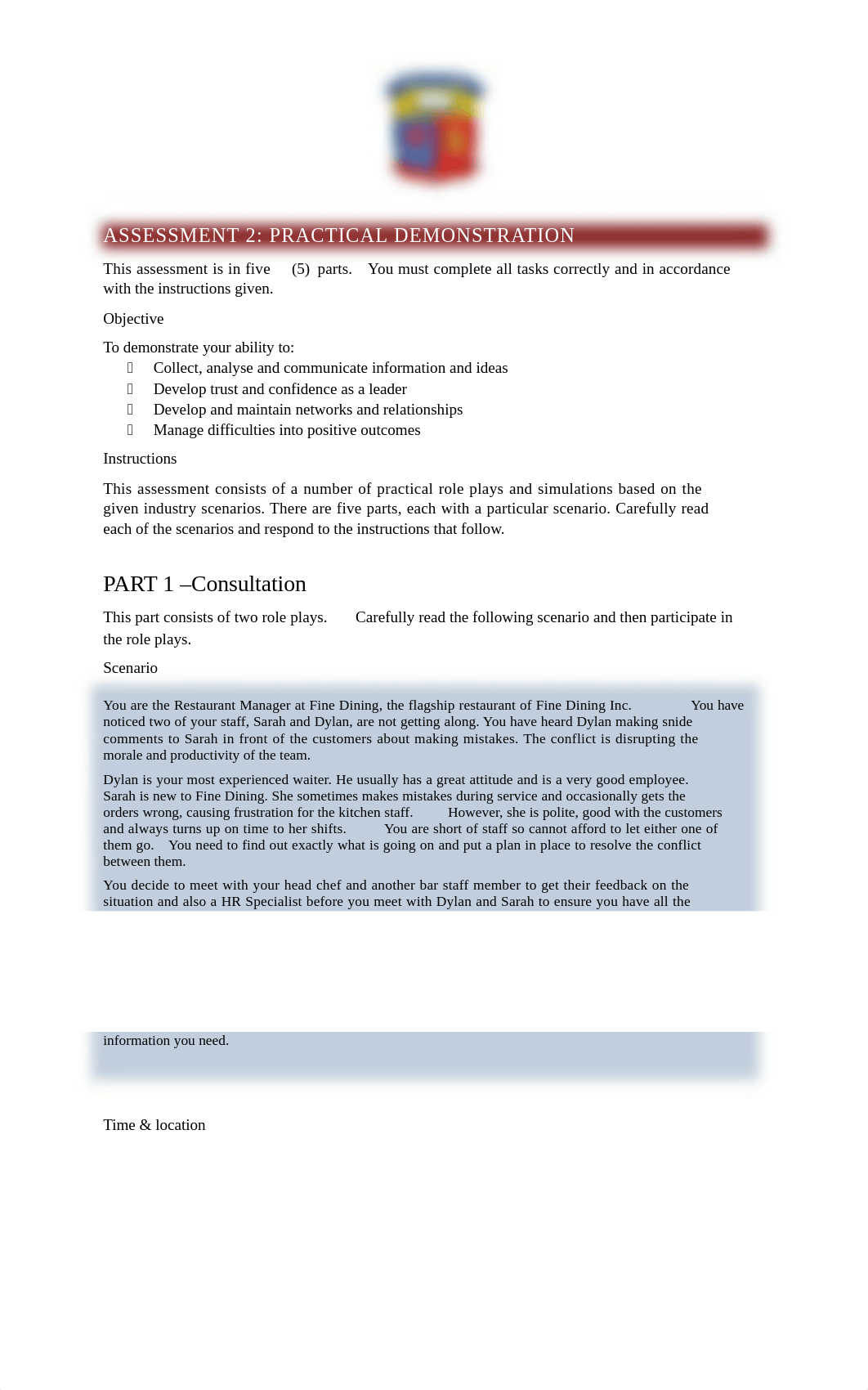 BSBLDR402 Lead Effective Workplace Relationships Assessment Task - 2.docx_dkmser612nh_page1