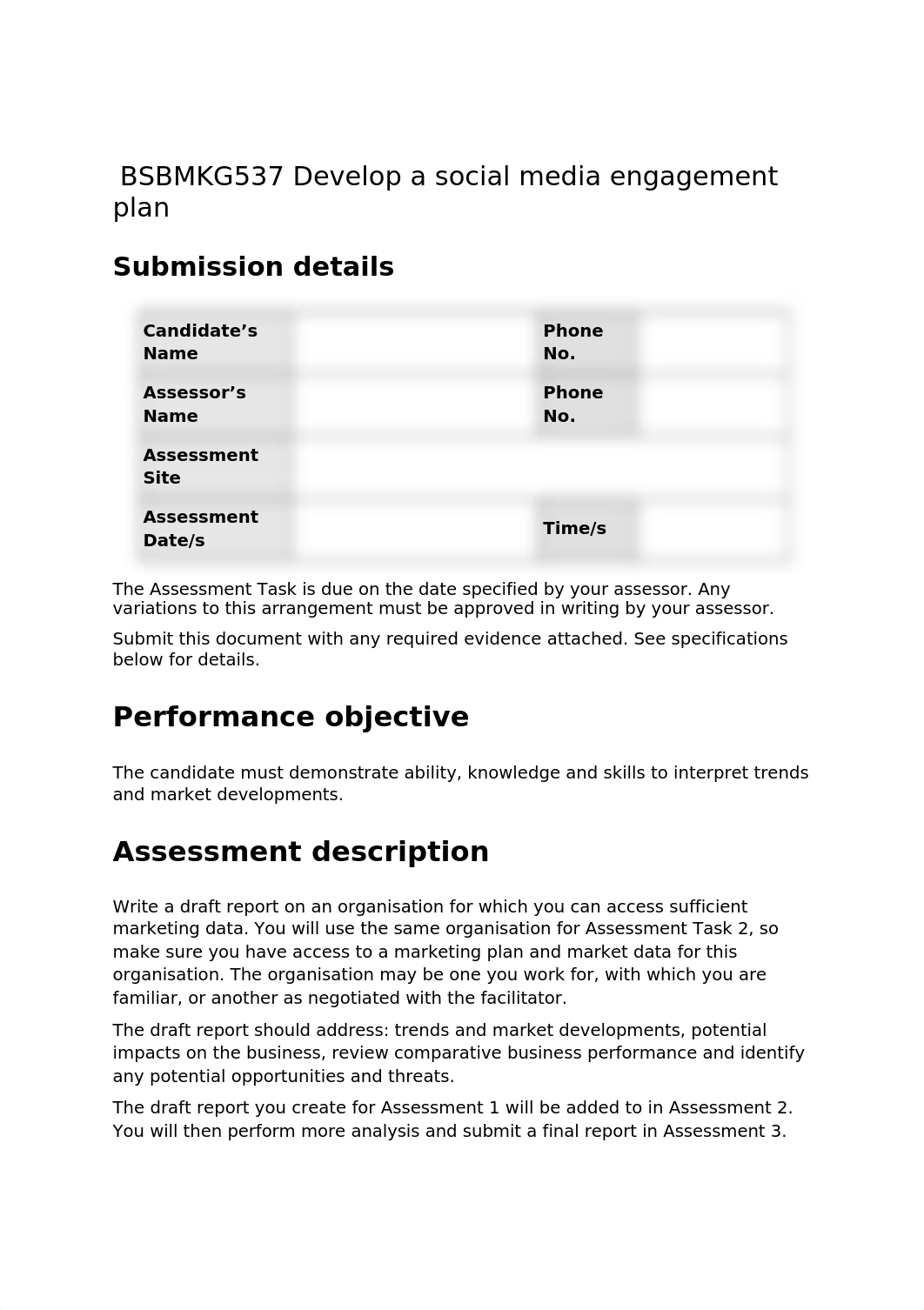 Assessment Task 2 - BSBMKG537 Develop a social media engagement plan_Ans Template.docx_dknf2a6p2fw_page1