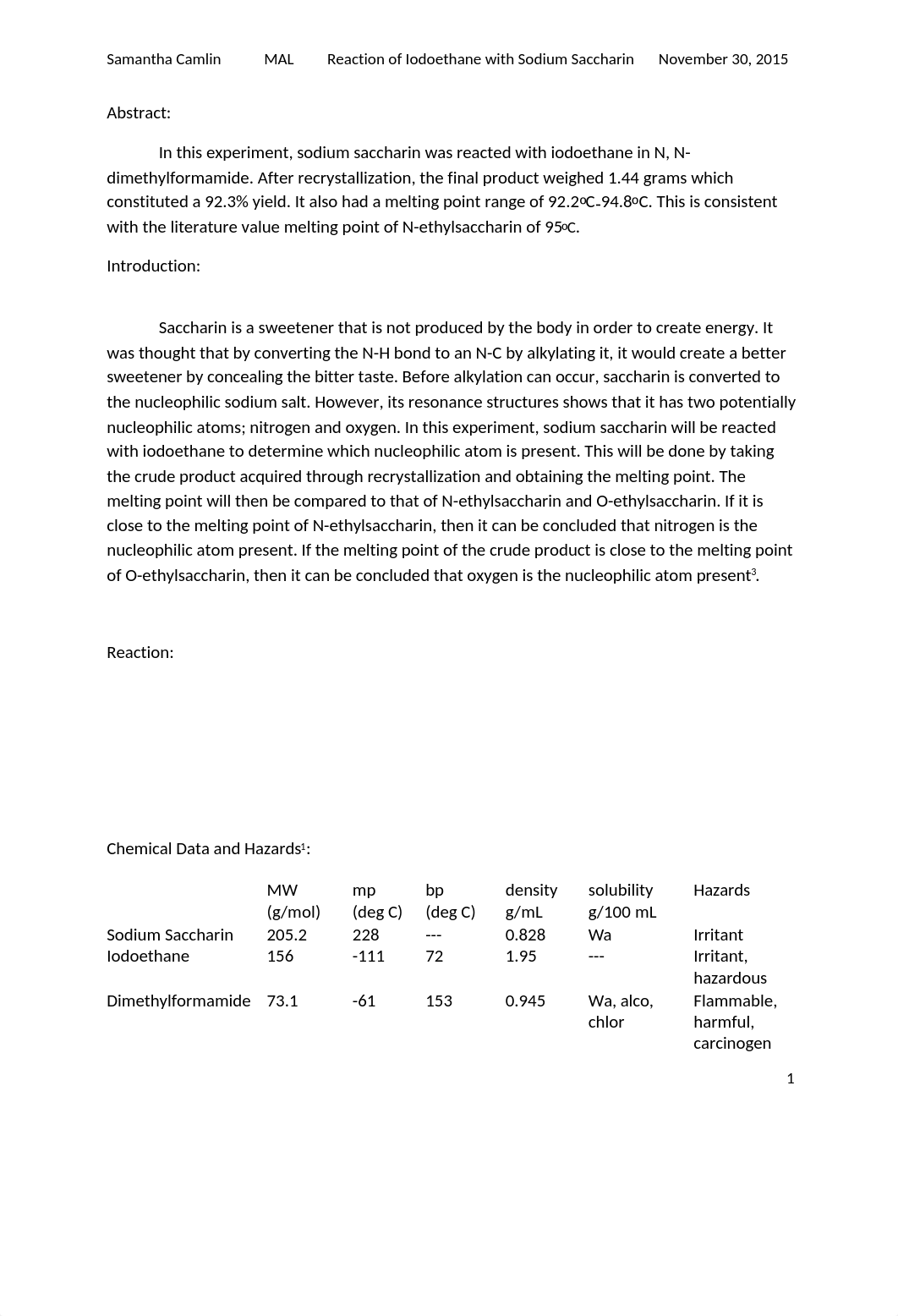 Organic Chemistry Iodoethane Lab Report_dknq5stoutv_page1