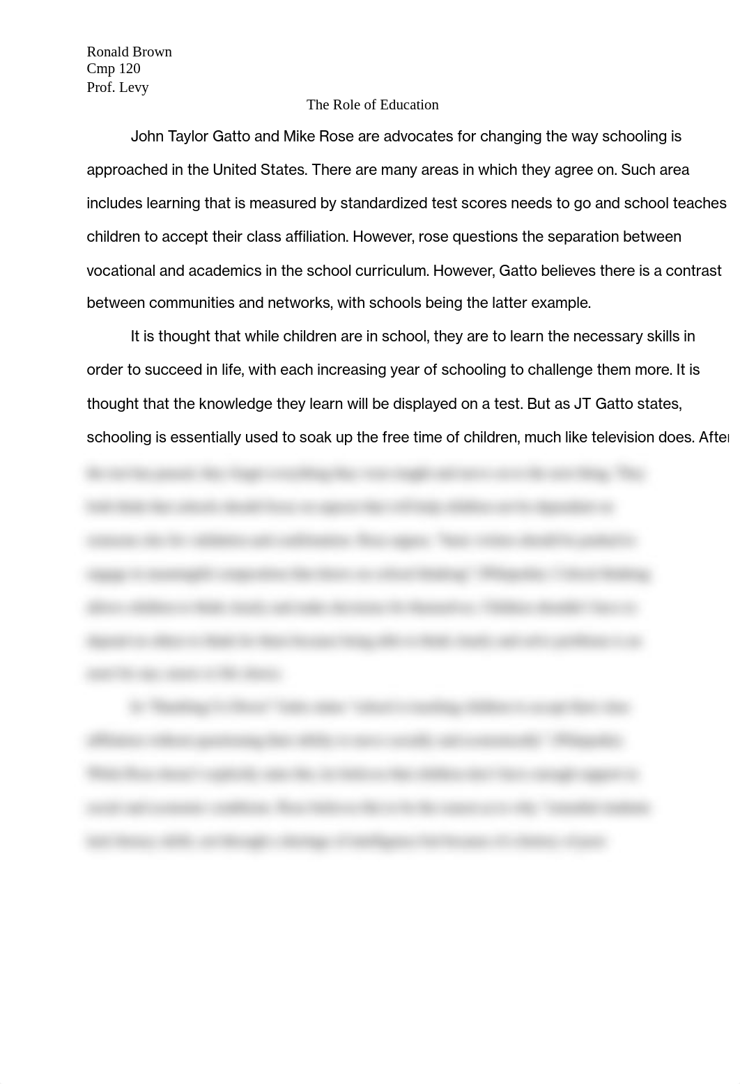 John Taylor Gatto and Mike Rose are advocates for changing the way schooling is approached in the Un_dkp2kj5qhu5_page1