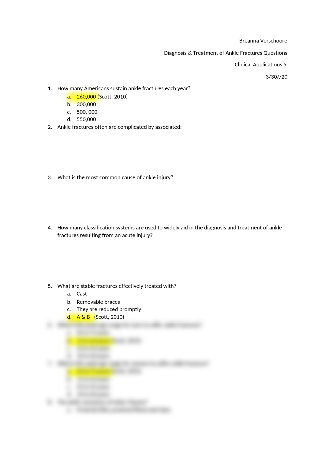 Diagnosis & Treatment of Ankle Fractures Questions - Breanna Verschoore.docx_dkpel4cohjt_page1