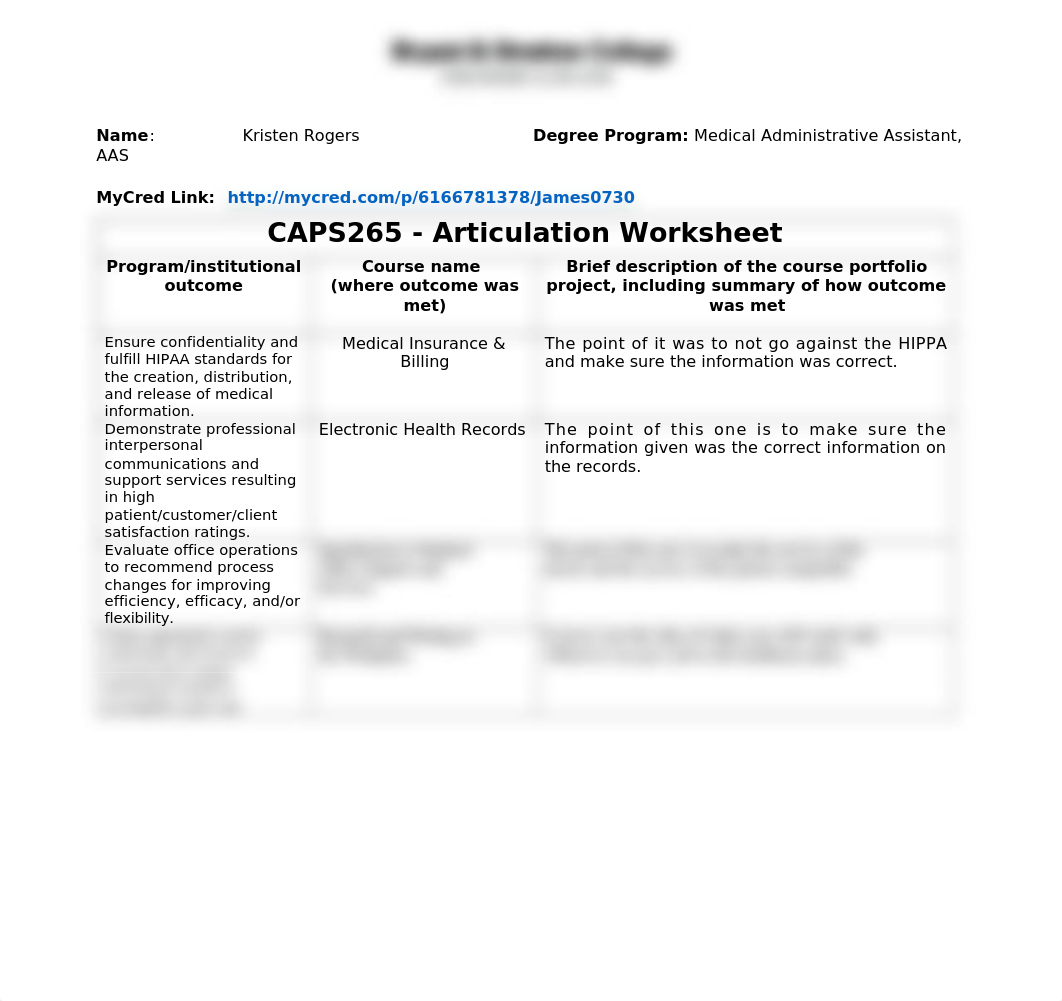 CAPS265 Medical Administrative Assistant AAS Portfolio Project Articulation Worksheet.docx_dkq5hk2xknl_page1