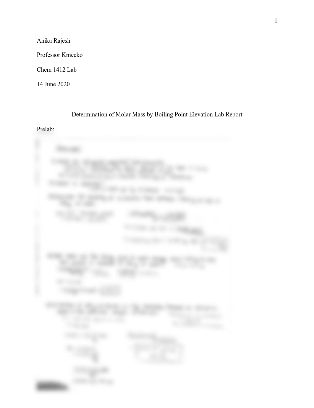 Determination of Molar Mass by Boiling Point Elevation Lab Report.pdf_dkq6p9eybwm_page1