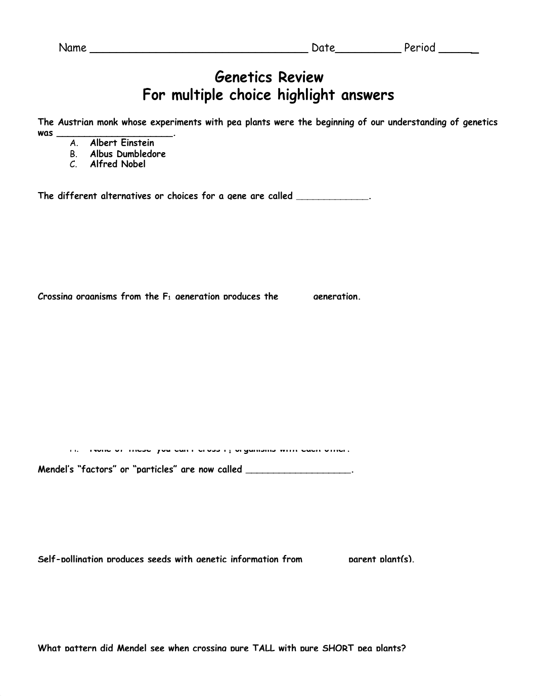 Genetics 9-1 and 9-2 Pratice Problems.pdf_dkq71tr3fof_page1