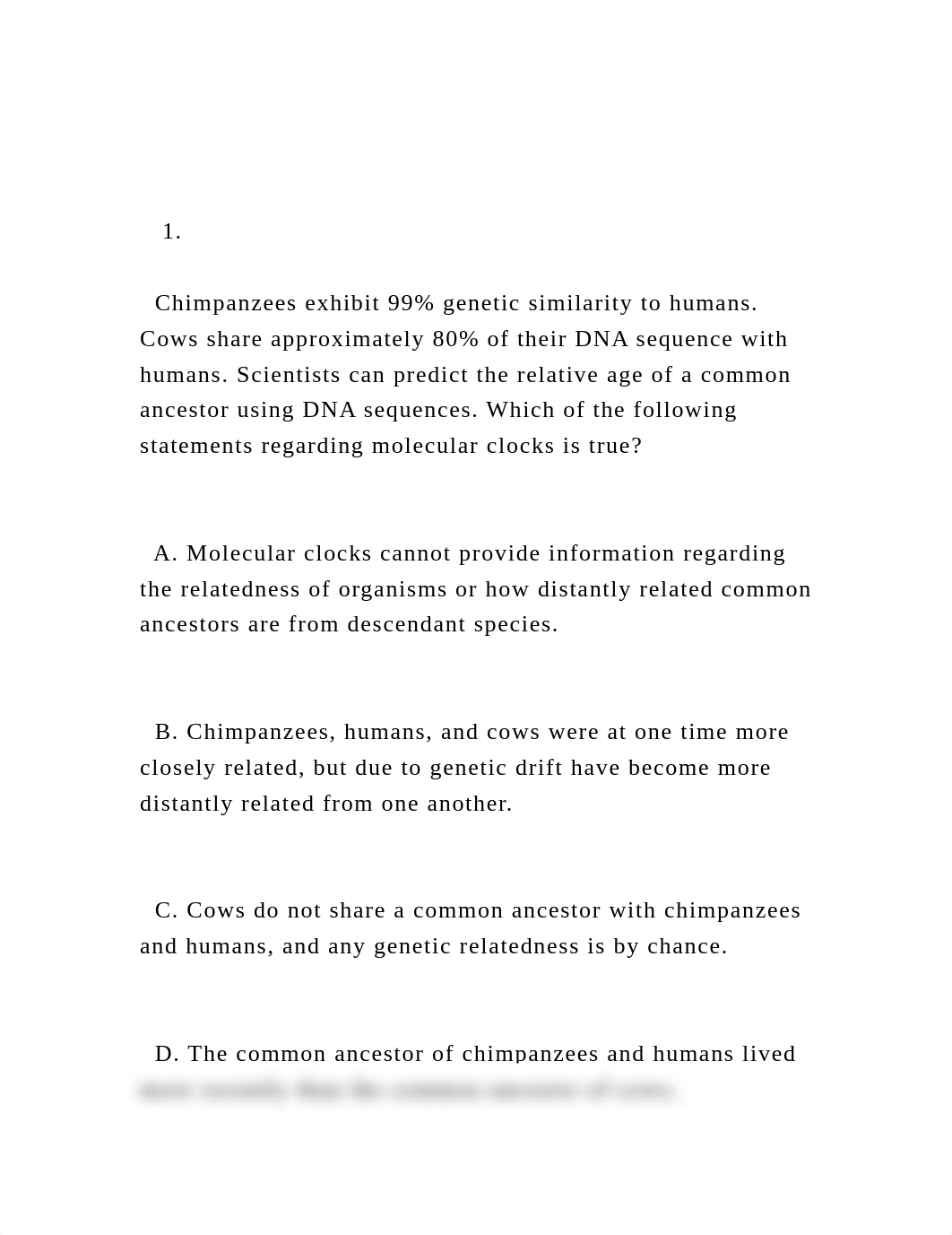 1.    Chimpanzees exhibit 99 genetic similarity to humans. .docx_dkqajovdnqs_page2