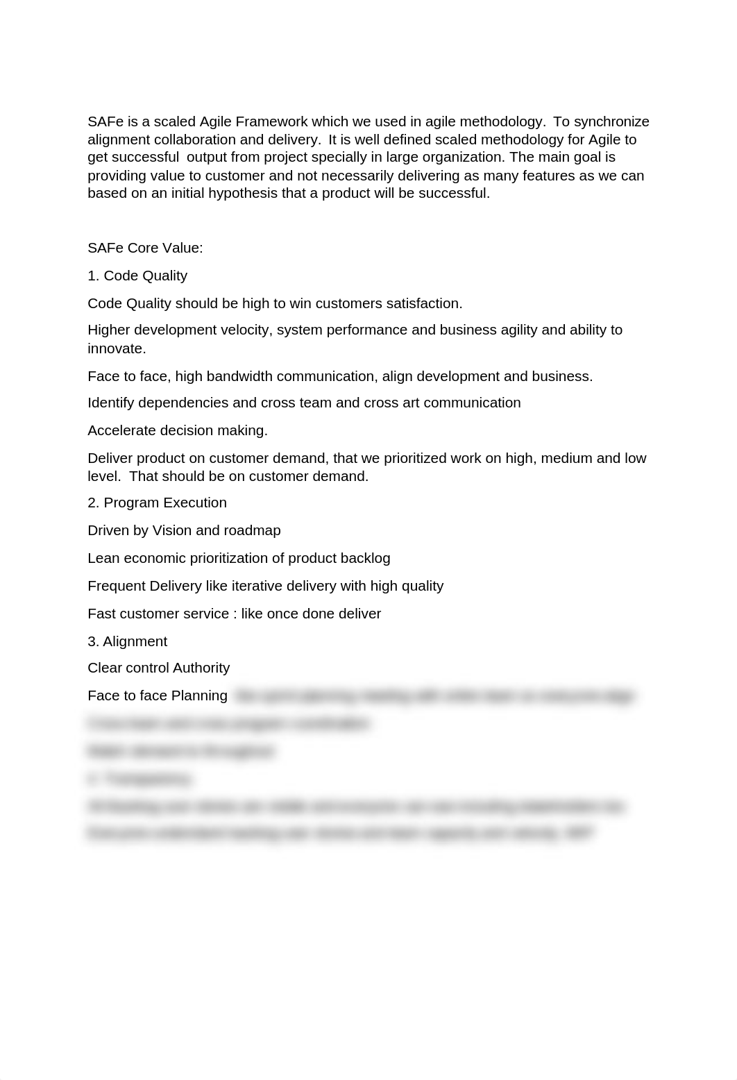 SAFe is a scaled Agile Framework which we used in agile methodology.docx Agile vidoe.docx_dkqx81usz0d_page1