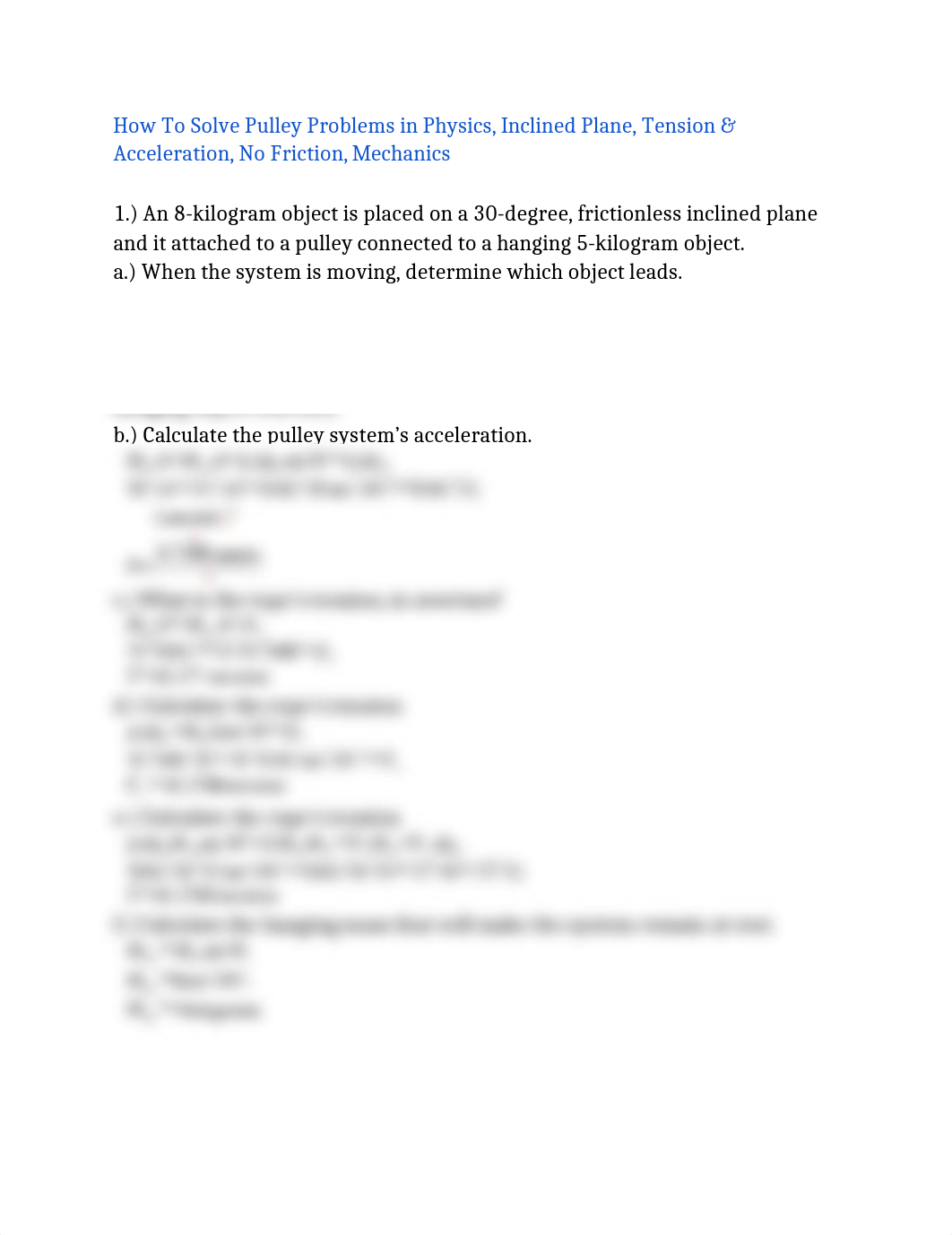 How_To_Solve_Pulley_Problems_in_Physics_Inclined_Plane_Tension__Acceleration_No_Friction_Mechanics_dkr96jbqf0i_page1