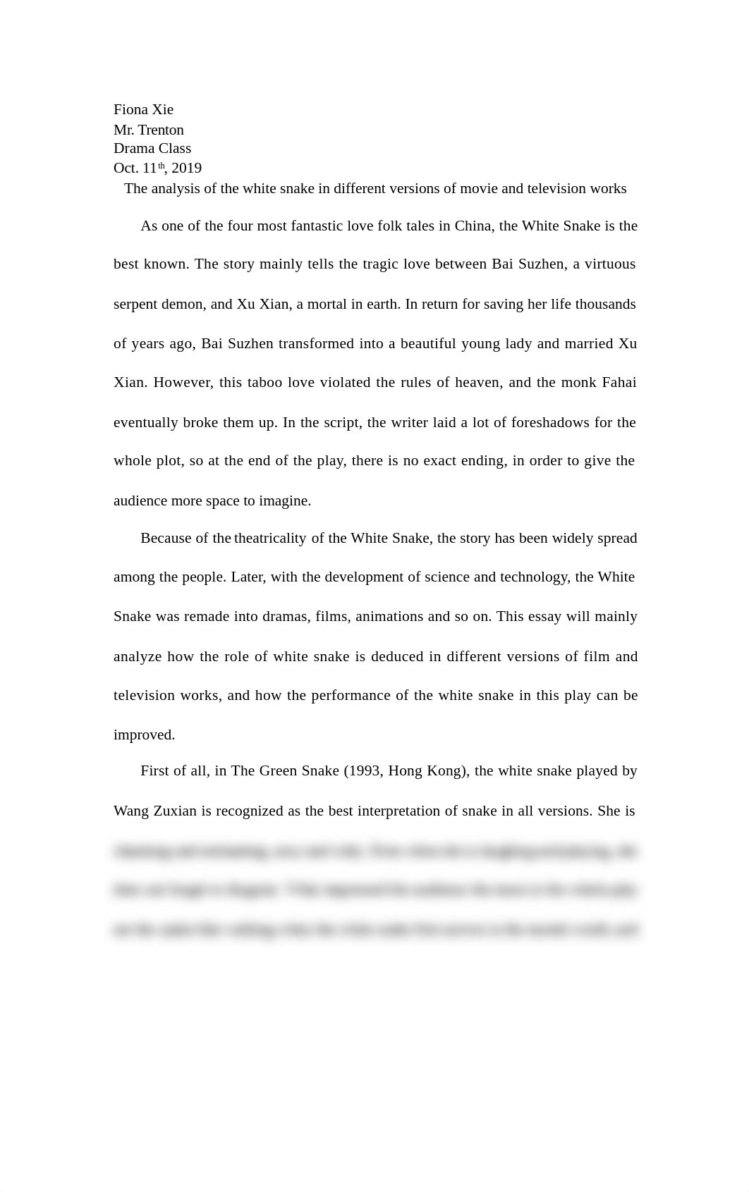 The analysis of the white snake in different versions of movie and television works  Fiona Xie.docx_dkryc1mq8wz_page1