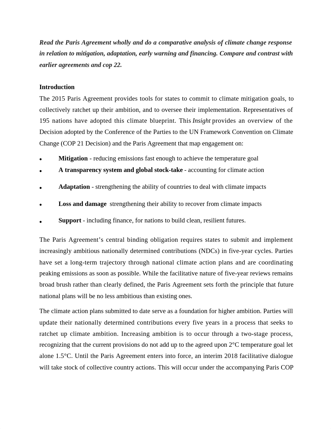 Read the Paris Agreement wholly and do a comparative analysis of climate change response in relation_dksj7d9h1pf_page1