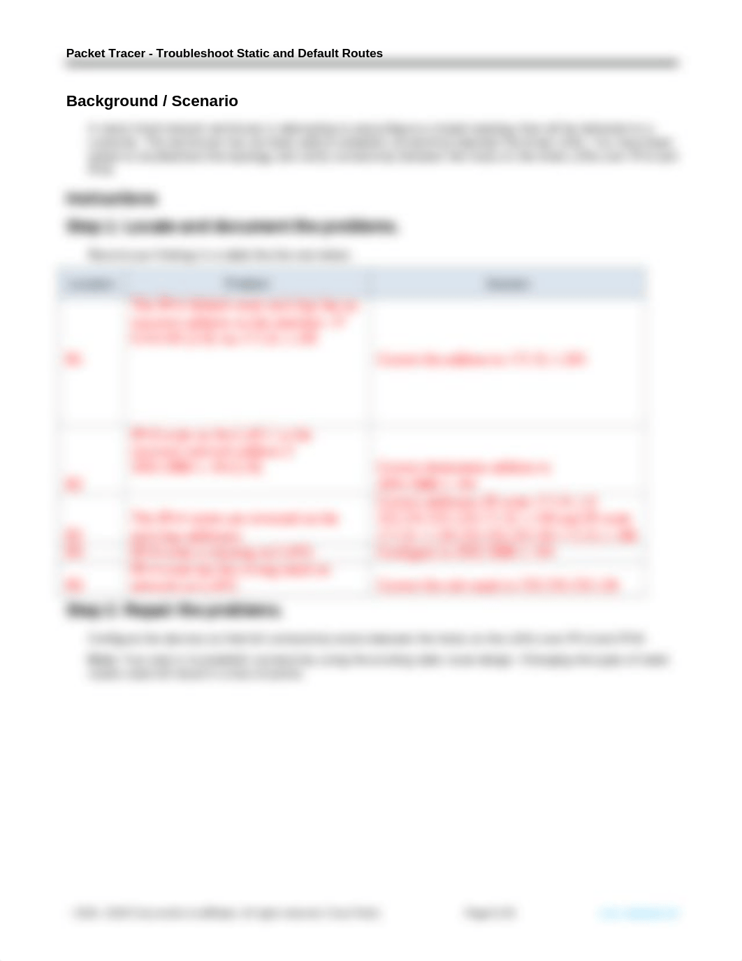 16.3.1 Packet Tracer - Troubleshoot Static and Default Routes colby marshall.docx_dkstx7llu14_page2