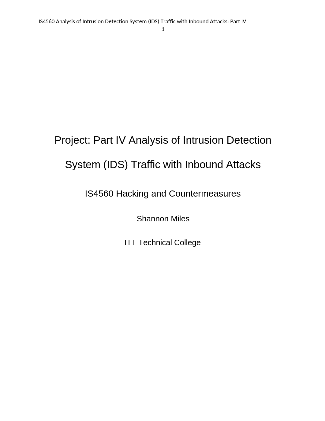 Project Part IV Analysis of Intrusion Detection System (IDS) Traffic with Inbound Attacks_dktor8s2dl3_page1