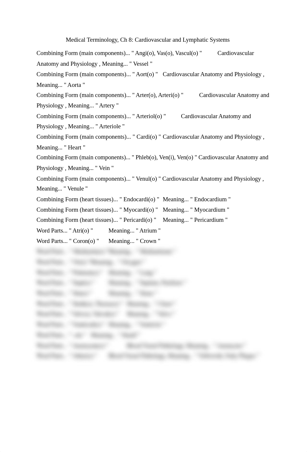 Medical Terminology, Ch 8 Cardiovascular and Lymphatic Systems.docx_dktsktvmelg_page1