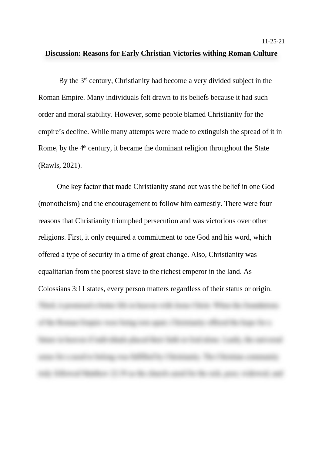 Discussion Week 5 Reasons for Early Christian victories within Roman culture.docx_dkui8jb8m7b_page1