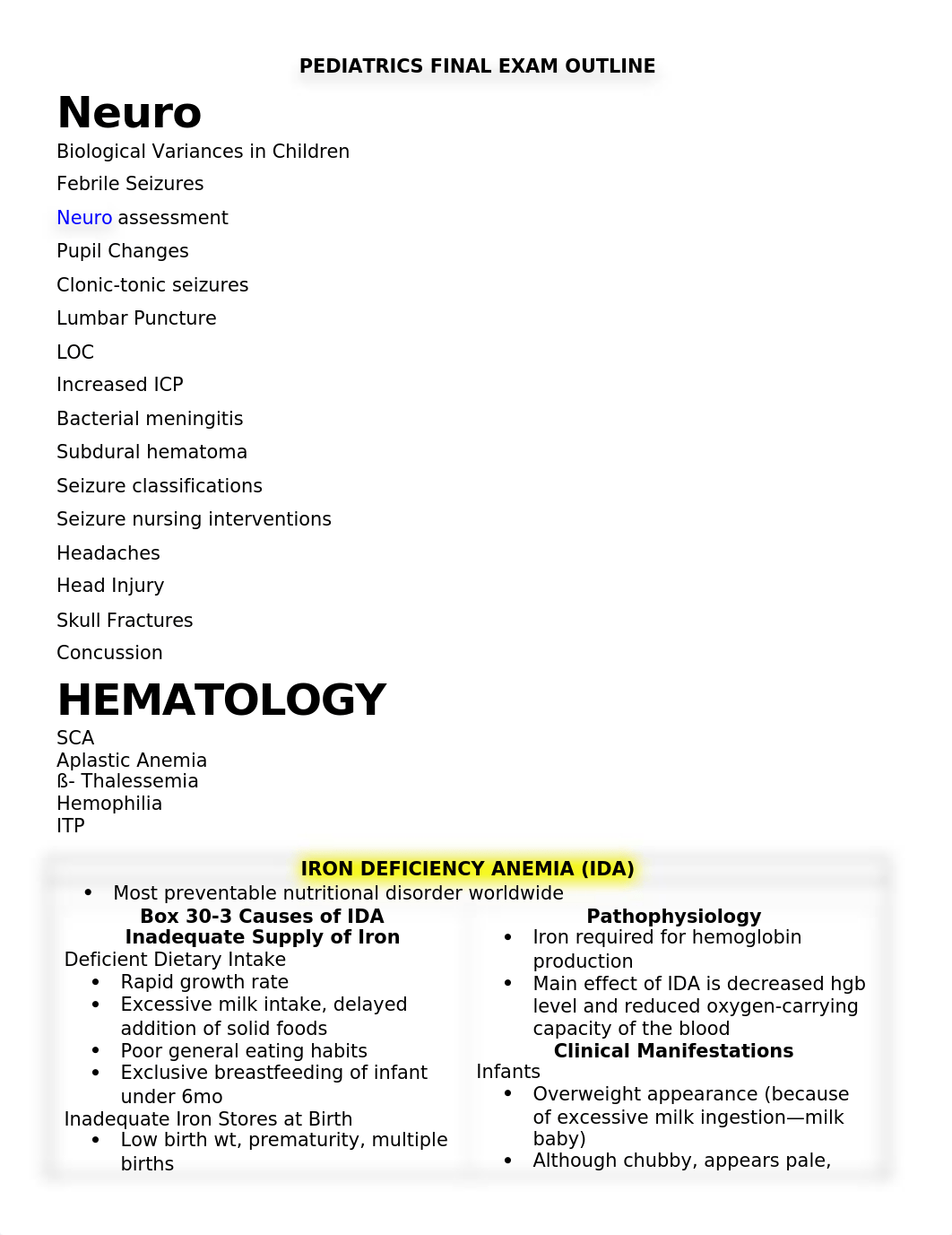 Peds- Final Exam BluePrint (By Me).docx_dkvjoekdc23_page1