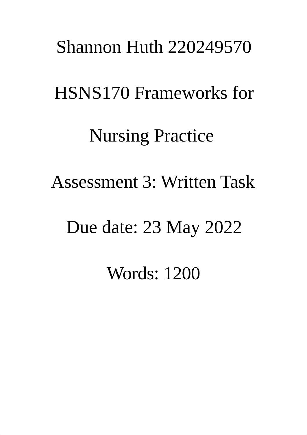 Shannon Huth 220249571 Assessment 3 HSNS170.docx_dkw03nja382_page1