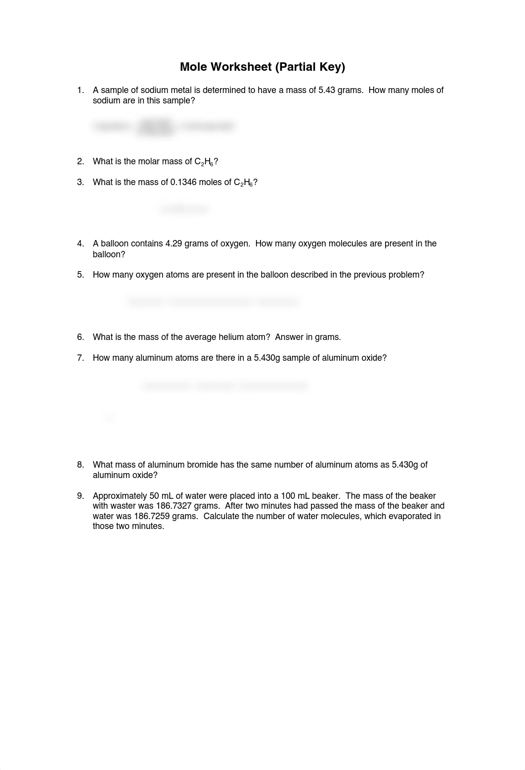 Worksheet (Mole) - Parital Key Online Class.pdf_dkwieai9os1_page1